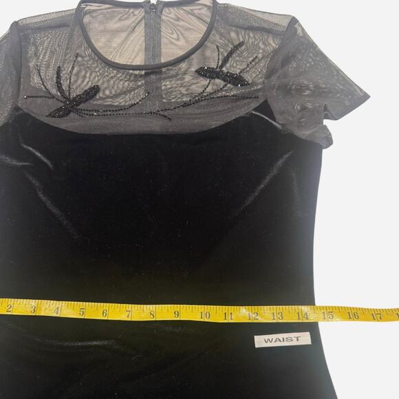 Vintage Floral Mesh Beads Velvet Velour Dress Whimsigoth Fairy Grunge size 6 - Picture 7 of 9